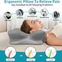 Cervical Pillow for Neck Pain Relief, Ergonomic Neck Pillow for Sleeping, Contour Pillow for Neck Support, Memory Foam Pillows for Reading & Bed Rest Pillows for Sleepers (Grey & White)