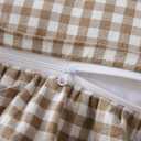 Aryeleay 2 Pack Taupe White Plaid Ruffle Throw Pillow Covers, 100% Cotton Gingham Checkered Farmhouse Decorative Pillow Shams for Bed/Sofa-18 x18