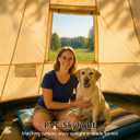 Bell Yurt Tent, Waterproof Luxury 4 Season Hot Tent with Stove Jack/ Air Conditioner Vents/ 2 Skylight for Family Outdoor Camping Oxford Glamping Tents for All Year Living (Beige Oxford 5M Yurt)