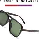 PORADAY Retro Aviator Sunglasses for Women Men Trendy Classic 70s Square Frame Sun Glasses Vintage Aviators Shades (Leopard/G15)