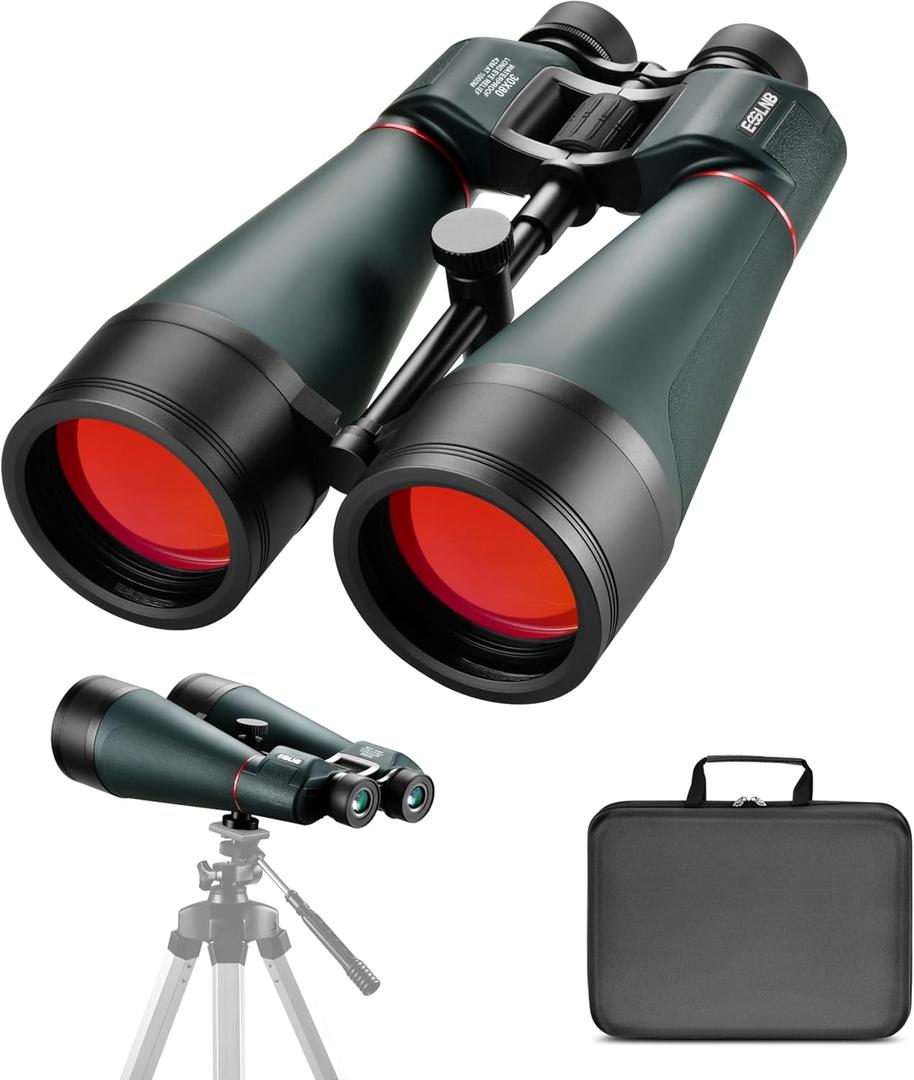 ESSLNB 30x80 Astronomy Binoculars Giant for Adults, Waterproof Outdoor Binoculars for Travel Stargazing Bird Watching Hunting with Built-in Tripod Adapter and Carrying Bag
