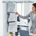 PAG 6-Pocket Clear Wall Mount File Organizer for Office, Vertical Hanging Document Paper Folder Holder for Home, Letter Size Mail Sorter, Transparent Magazine Literature Rack with Mounting Hardware