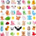 DIYDEC 50pcs Mini Resin Animal 50 Styles Tiny Resin Animals Miniature to Hide Little Small Animal Figures Bulk for Holiday Party Favors Bag Fillers Garden Dollhouse Crafts Decor