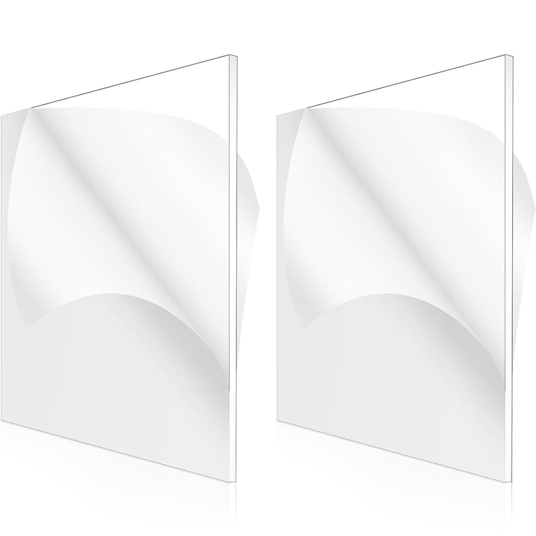 2 Pcs 1/16 Inch Thick Clear Acrylic Sheet 12 x 12 Inch Transparent Acrylic Sheet Clear Plastic Panel Cast Glass Sheets for DIY Handcraft Decor Picture Frame Paintings Display Art Craft