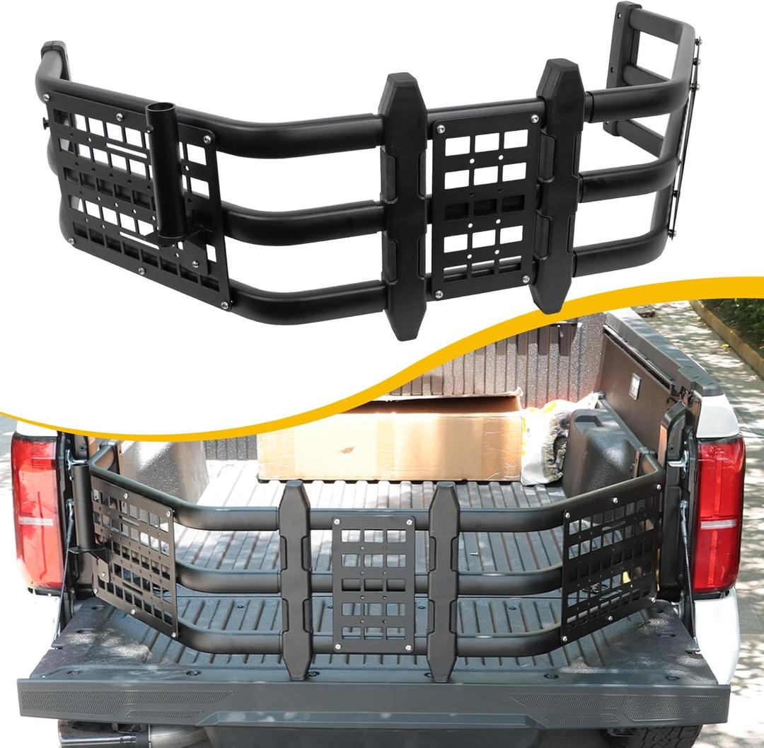 Upgraded Truck Bed Extender Fit for Toyota Tacoma 2005-2026 Aluminum Tailgate Extender, with Molle Panel and Flagpole Bracket
