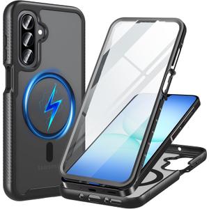 Hensinple for Samsung Galaxy A17/ A16 5G Phone Case, Built-in Screen Protector, Compatible with MagSafe, Military Grade Drop Protection Shockproof Translucent Matte Cover for Galaxy A17/A16/A26, Black