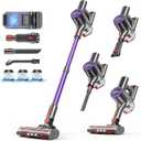 Cordless Vacuum Cleaner, 25kPA Vacuum Cleaners for Home, Stick Vac with Anti-Tangle Brush, 40 Mins Runtime, Lightweight, Versatile for Carpet, Hard Floor, Pet Hair (Purple)