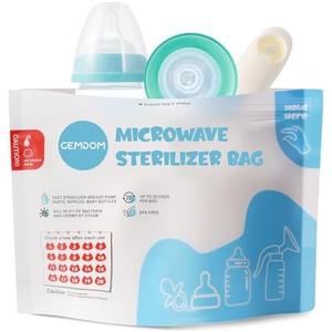 Gemdom 15 Pack Microwave Steam Sterilizer Bags Plus, Large Size for Baby Bottles Soothers, Teethers, Breast Pump Parts, Training Cups and Accessories, 20 Uses Per Bag, Baby Travel Essential
