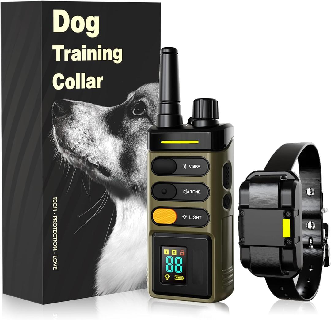 Dog Training Collar, 5280-Foot Remote Training Collar, IPX7 Waterproof Flash Night Vision Electronic Collar, Featuring Adjustable Tone, Vibration, Shock, and Rechargeable Battery