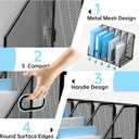 MINDEPOT Desk File Organizer Metal Desk Magazine Folder Holder with 5 Vertical Compartments Rack File Organizer for Office, Home, School, Black