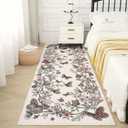 Rugcomf Runners for Kitchen Runner Rug Non Slip 2'x10' Long Washable Rugs with Rubber Backing Soft Floral Butterfly Carpet Runner for Kitchen Laundry Bedroom Bathroom, Beige