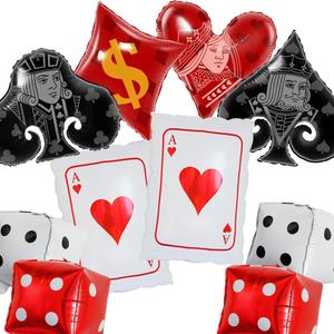 7 x Casino theme party decorations,casino balloons Las Vegas theme party Poker night party supplies,Heart Spade Diamond Club Dice Shaped Balloons for Casino birthday decoration,Poker Party, 3 inches x 20 inches