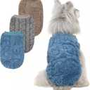 XPUDAC 3 Pack Dog Sweater, Dog Winter Clothes for Small Medium Dogs Boy Fleece Pajamas for Winter Christmas-S, Blue, Khaki, Grey 