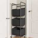 3 Section Laundry Sorter with Removable Bags, 120L Rolling Vertical Laundry Hamper, Stackable Laundry Baskets organizer for Bathroom, Apartment, Dorm (Black, With Wheel)