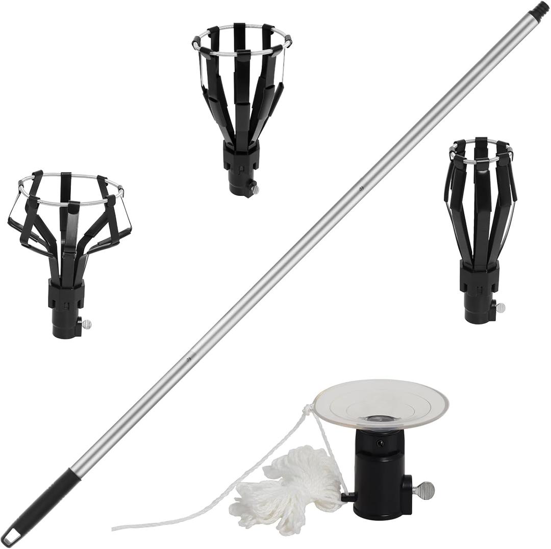 12FT Light Bulb Changer for High Ceilings, Light Bulb Changer with Baskets and Suction Cup, Light Bulb Removal Tool with Pole