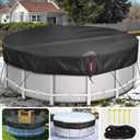 QH.HOME 18 Ft Round Winter Pool Covers for Above Ground Pools - [634N Strong Tear Resistant & 500D Upgrade Extra Dense Fabric] Solar Swimming Pool Cover with Fade Resistant, Windproof - Black