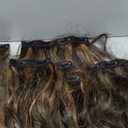 KooKaStyle Short Hair Extensions 6PCS 14 Inch Wavy Curly Hairpieces Synthetic Soft Lace Weft Clip in Hair Extensions-Balayage Dark Brown to Chestnut for Women