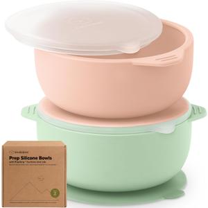 KeaBabies 2-Pack Baby Bowls with Suctions, Lids - Silicone Toddler Suction Bowls for Baby Boy, Girl, Kids, Food Grade Silicone, BPA-Free, Dishwasher Safe, Toddler Eating Essentials (Mellow)