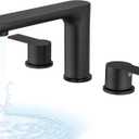 Roman Tub Faucet Deck Mount Bathtub Faucets 3 Holes 2 Handles Widespread Bath Tub Filler Tub Faucets with Valve, Matte Black
