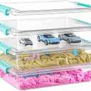 Stebopum 6 QT Clear Plastic Storage Bins with Lids, Stackable Sensory Bin Tools, Arts Crafts Organizers and Storage Containers with Lids for Home, Office, Classroom and Workshop Organization, 4 Pack