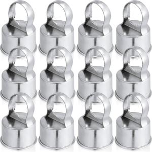 Therwen 12 Pack Chain Link Fence Ring Cap for 2-3/8" Od Post, 2 1/2" Aluminum Eye Top Rail Cap with 1-5/8" Loop, Outdoor Rail Fencing Repair Hardware