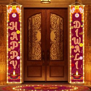 Lighted Diwali Decorations for Home Happy Diwali Porch Sign Banners for Deepavali Celebration Wall Door Indoor Outdoor Party Decor Decoration Ornaments