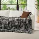 Lotus Karen Faux Fur Blanket Tie-Dye Dark Gray Twin Size - Big Bubble Rabbit Fluff Throw for Couch Small Fluffy Fuzzy Cozy Thick Furry Plush Shaggy Blankets 90x90 Inches, Queen