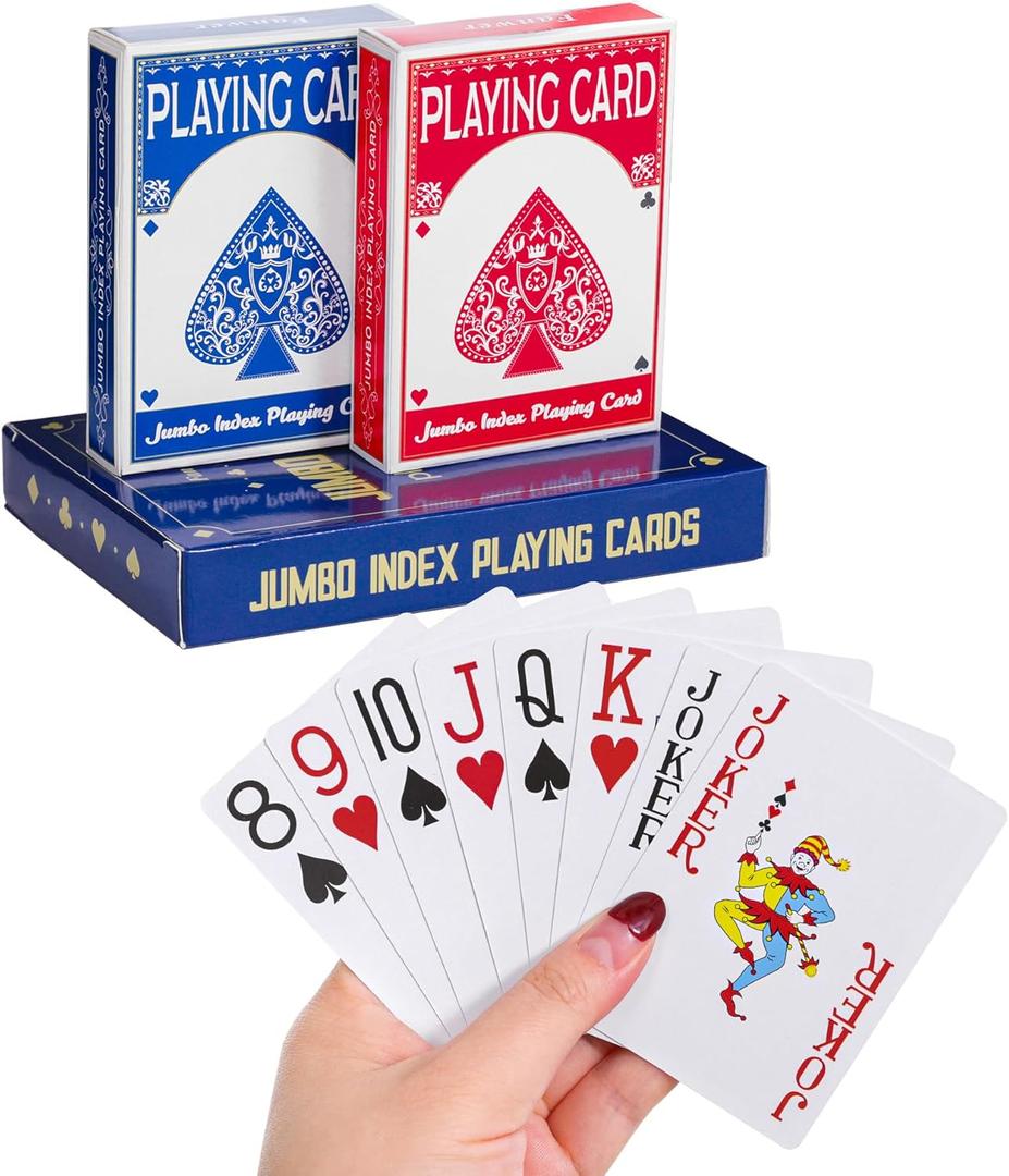 Fanwer Playing Cards Large Print for Adults - 2 Pack, Large Print Playing Cards for Seniors, Vision Impaired, Low Vision Crowd, for Blackjack, Euchre, Canasta Card Game