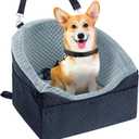 Vivifying Dog Car Seat for Small & Medium Dogs, Detachable & Washable Booster Seat for Pets Up to 30lbs, Travel Bed with Storage Pockets and Safety Belt  Gray&Black