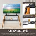 MyGift Modern TV Stand with Shelf for Flat Screens, Minimalist Metal and Beech Wood Television Mount Stand, Holds up to 75 Inches, Large