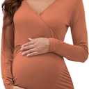 Glampunch Women's Maternity Nursing Tops Long Sleeve Breastfeeding Top Tee Shirt Double Layer Pregnancy Shirt (M)