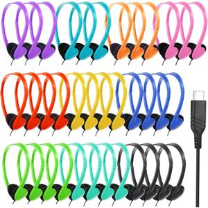 Type C Headphones Bulk for Classroom School Kids 12 Pack,USB C Wired Headphones for School Compatible with Pad Smartphones Mixed Colors
