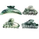 Large Hair Clips, Hair Claw Clips in Vintage Green, Strong Hold Rectangle Jaw Clips for Women Girls Thick Hair (4PCs A, 1 Count)