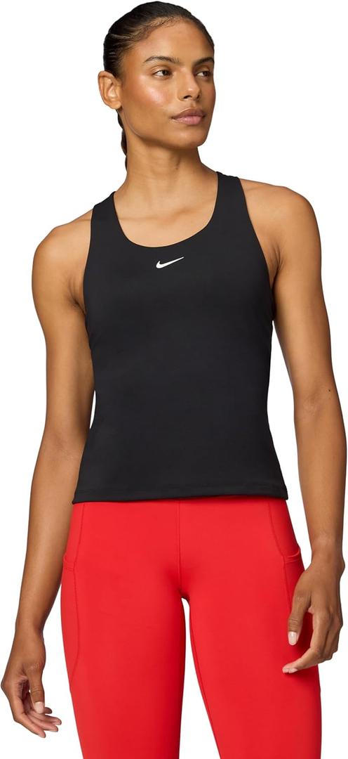 Nike Women's Swoosh Sports Bra Tank (Medium Support) (Black/Black/White)