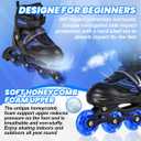 Kids Inline Skates for Girls Boys, Youth and Adult, Adjustable Blades Roller Quad Skates for Men and Women with Full Wheels Illuminating, Outdoor Skates (Small Size, Blue)