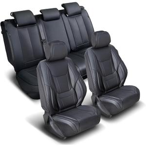 Coverland Custom Truck Car Seat Covers Full Set for [2015-2026 Chevy Colorado Crew Cab] - Protector Car Seat Cover Water Resistant Leather Memory Form Back Support Seat Cushion [Full Set-Black]
