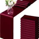 Horbaunal 12 Pack Burgundy Satin Table Runner 12 x 108 Inch, Smooth Table Runners for Wedding Banquets Birthday Party