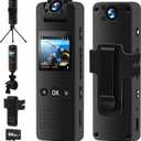 Body Camera with Audio and Video Recording, 1080P FHD Body Cam with 180 Rotating Lens, 8HR Battery & Night Vision, 64GB Wearable Camera for Pet, Home, Office, Easy-to-Use