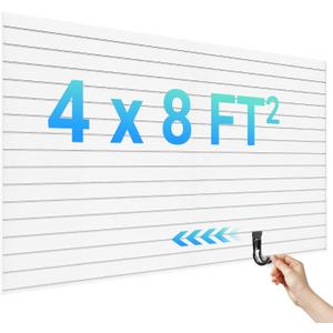 Ezlaino Slatwall 4 FT x 8 FT, PVC Slat Wall Paneling Garage Wall Organizer