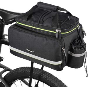 West Biking Rear Pannier Bag - 35L Large Capacity Waterproof Multi-Function Bicycle Rack Carrier, Detachable Tail Seat Trunk Bag With Handbag Shoulder Strap for Storage (Black)
