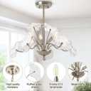 Luvkczc Modern Brushed Nickel Chandelier,Vintage Flower Glass Pendant Light Fixture,Mid Century Ceiling Light Fixture for Dining Room, Kitchen, Living Room, Bedroom Hallway Porch,3 Lights