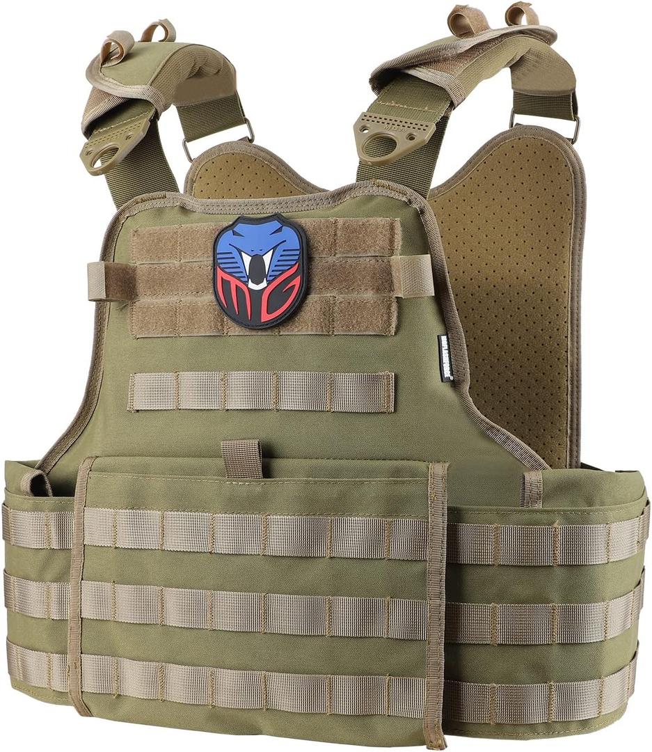 MGFLASHFORCE Tactical Vest for Men, Airsoft Molle Vest (One Size, Tan)
