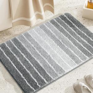 Bathroom Rug Non-Slip, Extra Soft and Absorbent Bath Rugs, Machine Washable, Bath Mats for Bathroom Floor, Tub and Shower, 18"x24", Grey