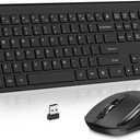 Acozykitten Keyboard and Mouse Wireless, Slim Full Size Keyboard with Calculator Button, Fn Lock, Silent Computer Mouse with Side Button, 2400 DPI, 2.4G USB Cordless Set for Laptop PC Windows Mac -Black