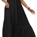 LILLUSORY Womens Maxi Summer Dresses Sun Sundress Flowy Lace Floral Beach Vacation Casual Smocked Bridal Shower Maternity Easter Spring Outfits Boho Long Ladies Clothes 2025 Fashion Black L