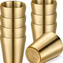 8 Pack Stainless Steel Insulated Cup Metal Tumbler Double Wall Vacuum Water Glasses Camping Reusable Mugs Bbq Home Office Party Coffee (Gold,10 oz)