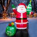 8FT Christmas Inflatables Santa Claus with Christmas Tree Gift Bag Christmas Blow up Decoration with Built-in 6 LED Lights Large Xmas Blow up Santa Claus for Yard Party, Xmas New Year Kids Gifts