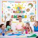 Boho Rainbow Back to School Backdrop Be The Reason Someone Smiles Today Classroom Decorations Colorful Classroom Decorations for Kindergarten Preschool Elementary Middle School 6x3.6ft (7x5ft)