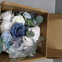 Ling's moment Dusty Blue Bridal Bouquet for Bride, Blue Wedding Bouquets for Bride, 13 Inch Silk Round Artificial Wedding Flowers Bouquets
