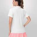 Boladeci Women's Golf Polo Shirts Short Sleeve UPF 50+ Sun Protection 4-Button Tennis Collared Shirts (White, L)